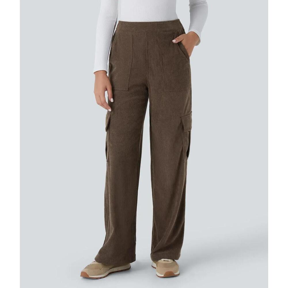 NWT Halara MidRise Pockets StraightLeg Corduroy Casual Cargo Pants - Size Medium - Picture 3 of 3